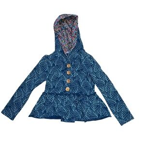 Matilda Jane size 8 paint by numbers Arcadia jacket hoodie blue with leaf print